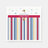 Christmas Paper Napkins – Blue, Red & Gold Stripes Serviette (Vorderseite)