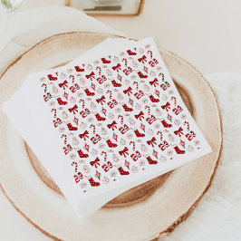 Christmas Paper Napkins Holiday Napkins Red Bow Serviette