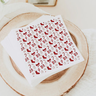 Christmas Paper Napkins Holiday Napkins Red Bow Serviette