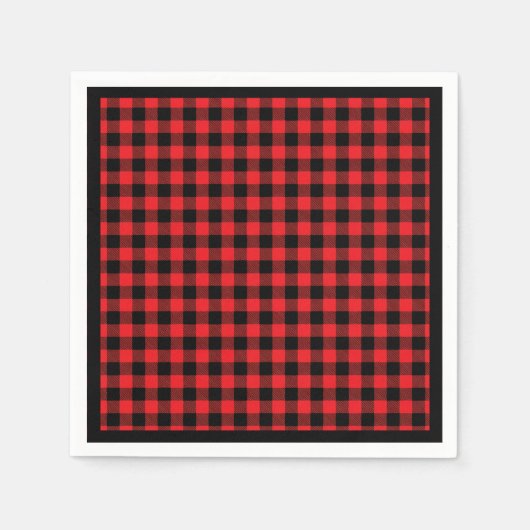 Christmas Paper Napkins Red & Black Buffalo Plaid Serviette (Vorderseite)