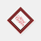 Christmas Paper Napkins Red & Black Buffalo Plaid Serviette (Ecke)