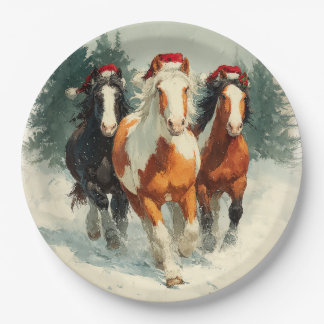 Christmas Paper Plate / Beautiful Galloping Horse Pappteller