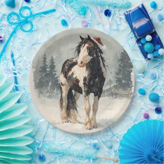 Christmas Paper Plate / Beautiful Paint Horse Pappteller (Party)