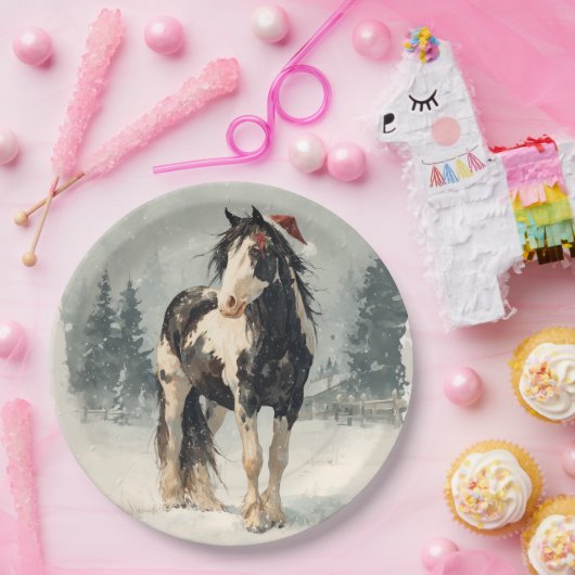 Christmas Paper Plate / Beautiful Paint Horse Pappteller (Party)