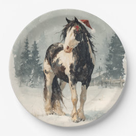 Christmas Paper Plate / Beautiful Paint Horse  Pappteller