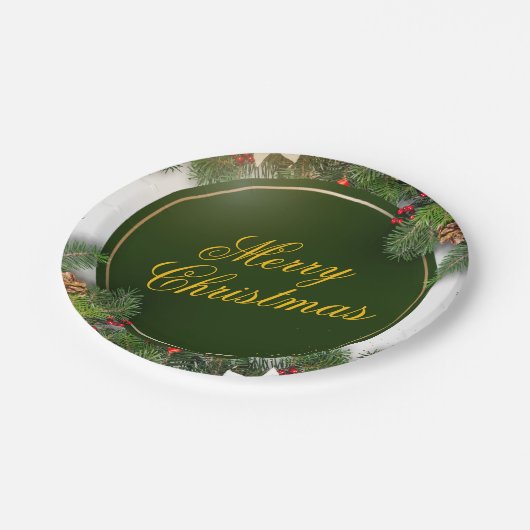 Christmas Paper Plate – Festive Holiday Tableware Pappteller (Schrägansicht)