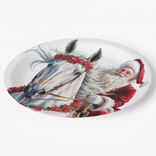 Christmas Paper Plate for Horse Lovers Pappteller (Schrägansicht)