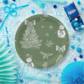 Christmas paper plate green toile pappteller (Party)