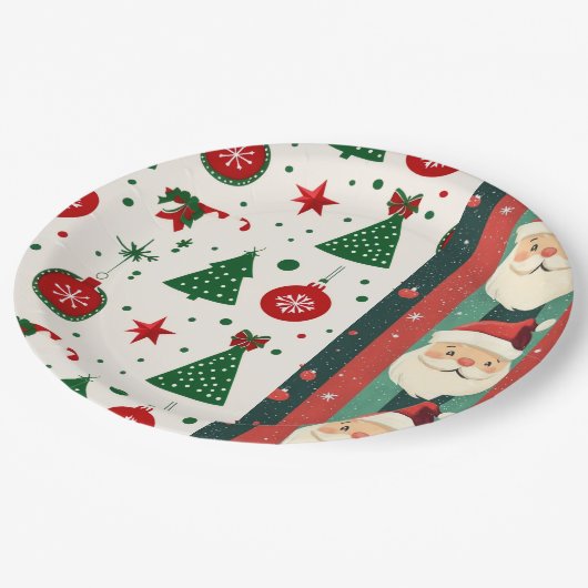 Christmas Paper Plate – Santa & Holiday Pappteller (Schrägansicht)