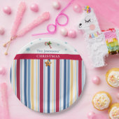Christmas Paper Plates – Blue, Red & Gold Stripes Pappteller (Party)