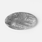 Christmas Paper Plates, Merry Christmas Silver Pappteller (Schrägansicht)