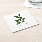 CHRISTMAS PAPIER UNTERSETZER: HOLLY: REDOUTÉ RECHTECKIGER PAPPUNTERSETZER (angewinkelt)