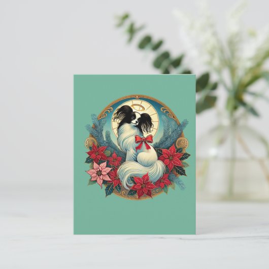 Christmas Papillon Postkarte (Stehend Vorderseite)