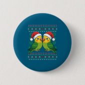 Christmas Parakeet Ugly Xmas Sweater Parakeets Lon Button (Vorderseite)