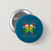 Christmas Parakeet Ugly Xmas Sweater Parakeets Lon Button (Vorne & Hinten)
