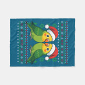 Christmas Parakeet Ugly Xmas Sweater Parakeets Lon Fleecedecke (Vorderseite (Horizontal))