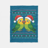 Christmas Parakeet Ugly Xmas Sweater Parakeets Lon Fleecedecke (Vorderseite)