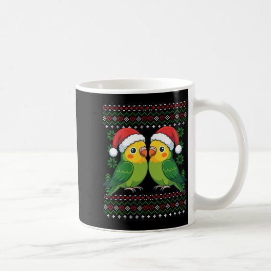 Christmas Parakeet Ugly Xmas Sweater Parakeets Lon Kaffeetasse (Rechts)