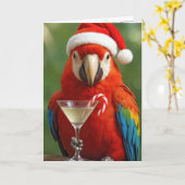 Christmas Parrot Holding a Cocktail Karte (Gelbe Blume)