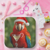 Christmas Parrot Holding a Cocktail Pappteller (Party)