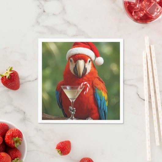 Christmas Parrot Holding a Cocktail Serviette (Beispiel)