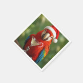 Christmas Parrot Holding a Cocktail Serviette (Ecke)