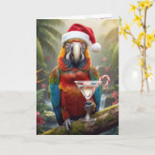 Christmas Parrot Holding a Martini Cocktail Karte (Gelbe Blume)