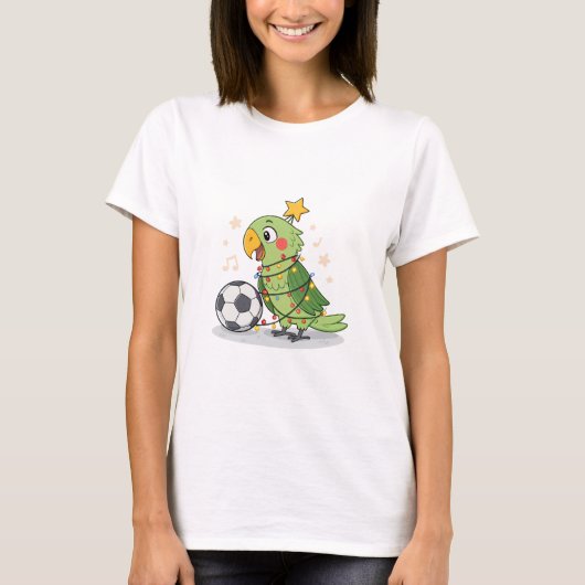 Christmas Parrot playing soccer T-Shirt (Vorderseite)