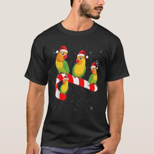Christmas Parrots Birds Candy Cane Cute Xmas Men W T-Shirt (Vorderseite)
