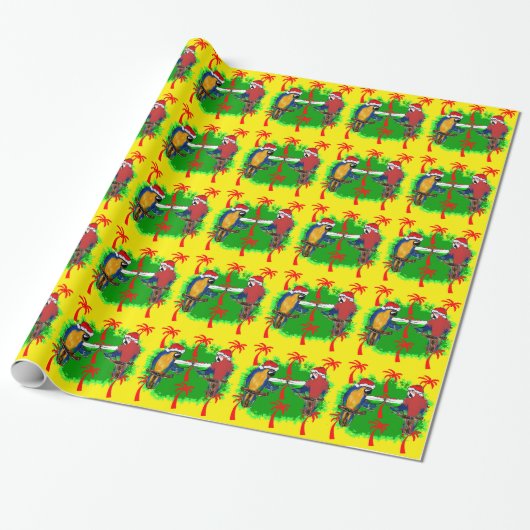 CHRISTMAS PARROTS GESCHENKPAPIER (Ungerollt)