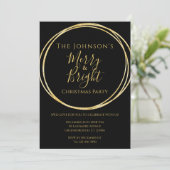 Christmas Party Black Gold Einladung (Stehend Vorderseite)