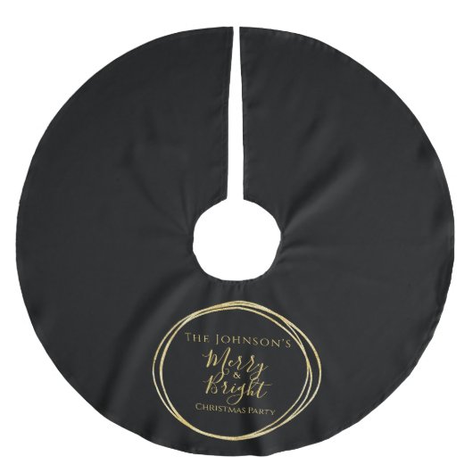 Christmas Party Black Gold Polyester Weihnachtsbaumdecke (Vorderseite)