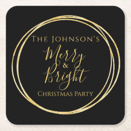 Christmas Party Black Gold Rechteckiger Pappuntersetzer