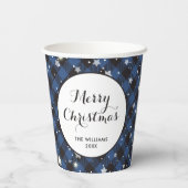 Christmas Party Blue Buffalo Kariert Pappbecher (Rückseite)