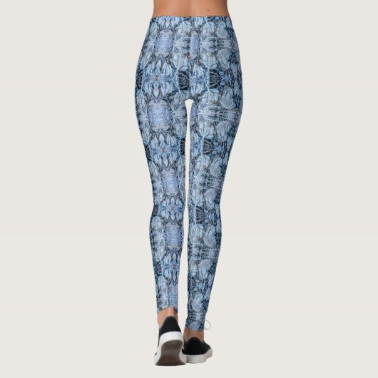Christmas Party Blue Leaves Snow Winter Holidays Leggings (Rückseite)