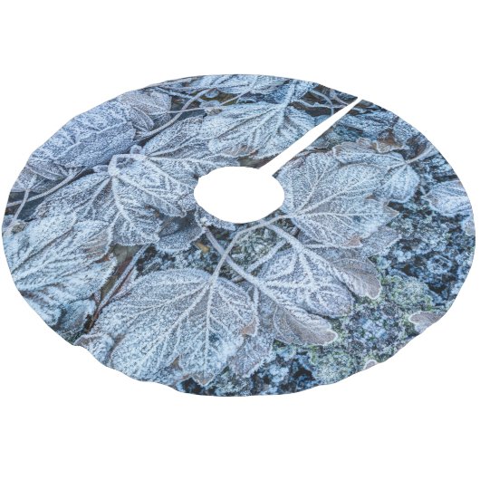 Christmas Party Blue Leaves Snow Winter Holidays Polyester Weihnachtsbaumdecke (Schrägansicht)