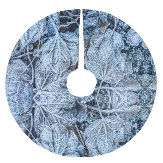 Christmas Party Blue Leaves Snow Winter Holidays Polyester Weihnachtsbaumdecke (Vorderseite)