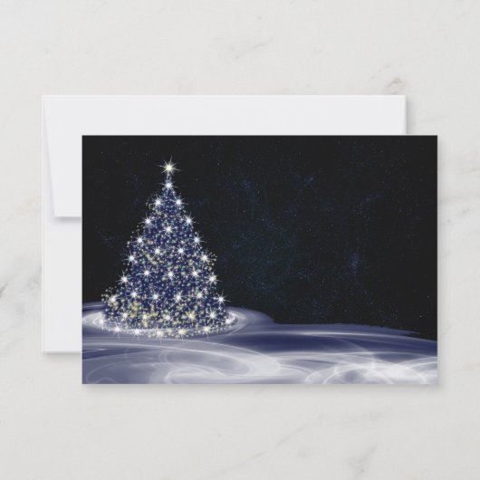 Christmas Party Blue Shiny Tree Winter Navy RSVP Karte (Rückseite)