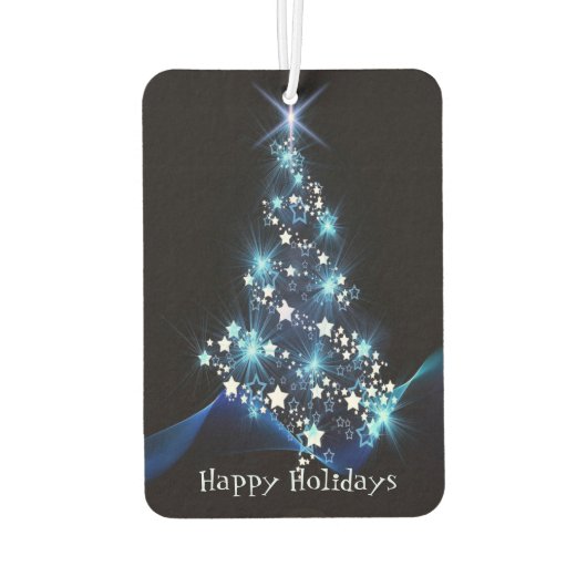 Christmas Party Blue Tree Shiny Black Elegant Autolufterfrischer (Rückseite)