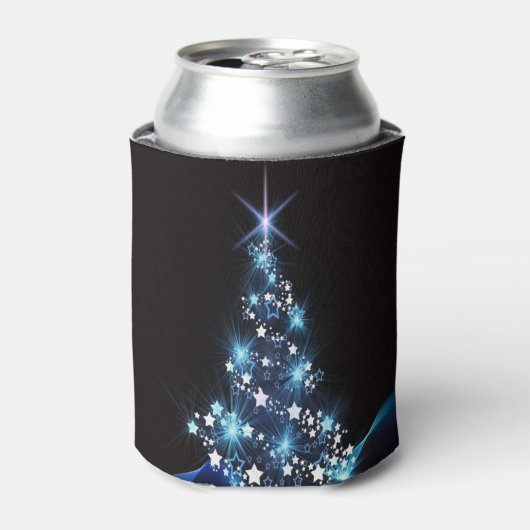 Christmas Party Blue Tree Shiny Black Elegant Dosenkühler (Kanne Vorderseite)