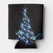 Christmas Party Blue Tree Shiny Black Elegant Dosenkühler (Vorderseite)