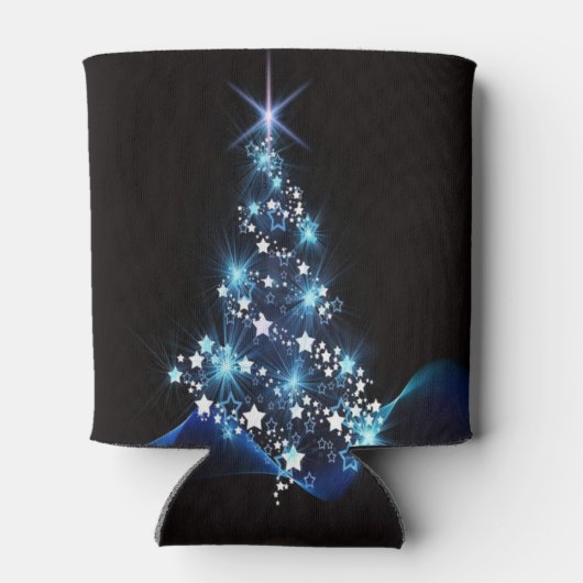 Christmas Party Blue Tree Shiny Black Elegant Dosenkühler (Rückseite)