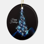 Christmas Party Blue Tree Shiny Black Elegant Keramik Ornament (Links)