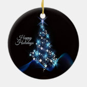 Christmas Party Blue Tree Shiny Black Elegant Keramik Ornament (Hinten)