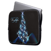 Christmas Party Blue Tree Shiny Black Elegant Laptopschutzhülle (Vorderseite Links)