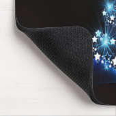 Christmas Party Blue Tree Shiny Black Elegant Mousepad (Ecke)
