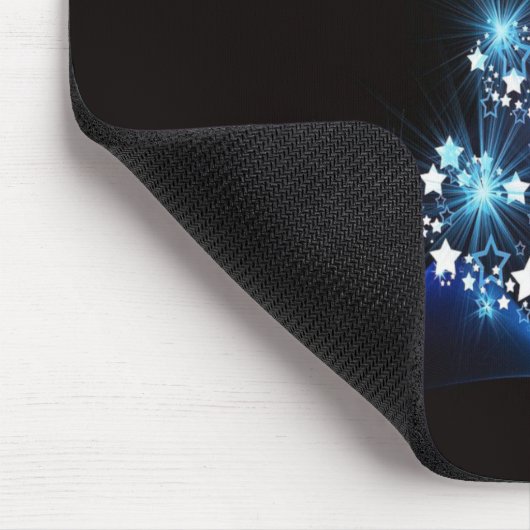 Christmas Party Blue Tree Shiny Black Elegant Mousepad (Ecke)