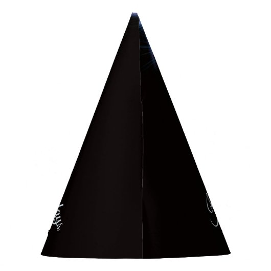Christmas Party Blue Tree Shiny Black Elegant Partyhütchen (Rückseite)