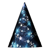 Christmas Party Blue Tree Shiny Black Elegant Partyhütchen (Vorderseite)
