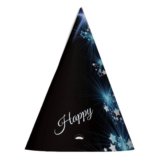 Christmas Party Blue Tree Shiny Black Elegant Partyhütchen (Links)